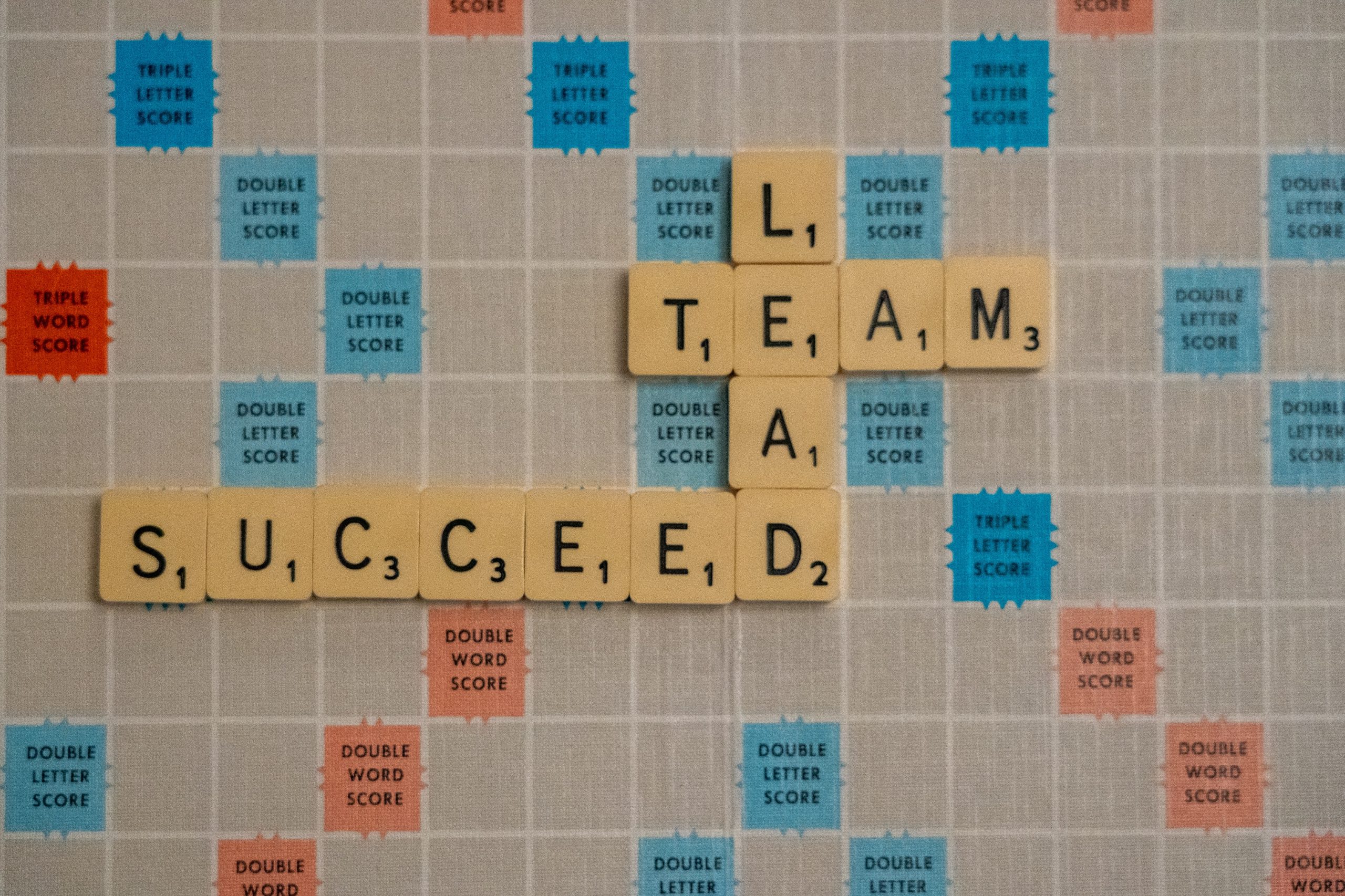 A Scrabble board with tiles spelling out three connected words: Lead, Team, and Succeed.
A Business Plan helps you succeed and lead, and prepare a team.